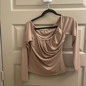 Abercrombie & Fitch Brown Asymmetrical Ruched Blouse